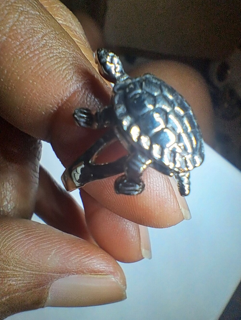 Vintage 925 Sterling Silver Articulated Moving Turtle Ring Mechanical - Size 7
